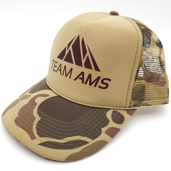 Vintage Team AMS Snapback Trucker Mesh Rope‎ Hat Camouflage Foam Ball Cap Otto - Picture 1 of 7